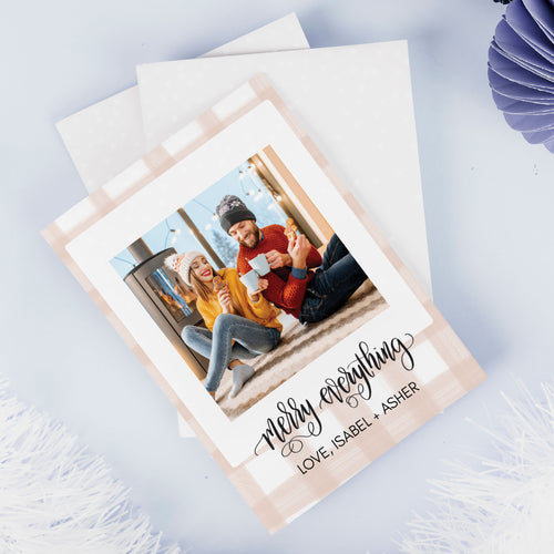 modern blush plaid photo holiday cards by fioribelle