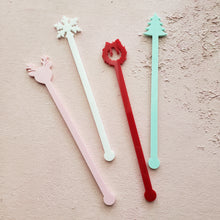 Load image into Gallery viewer, acrylic drink stirrers - holiday set