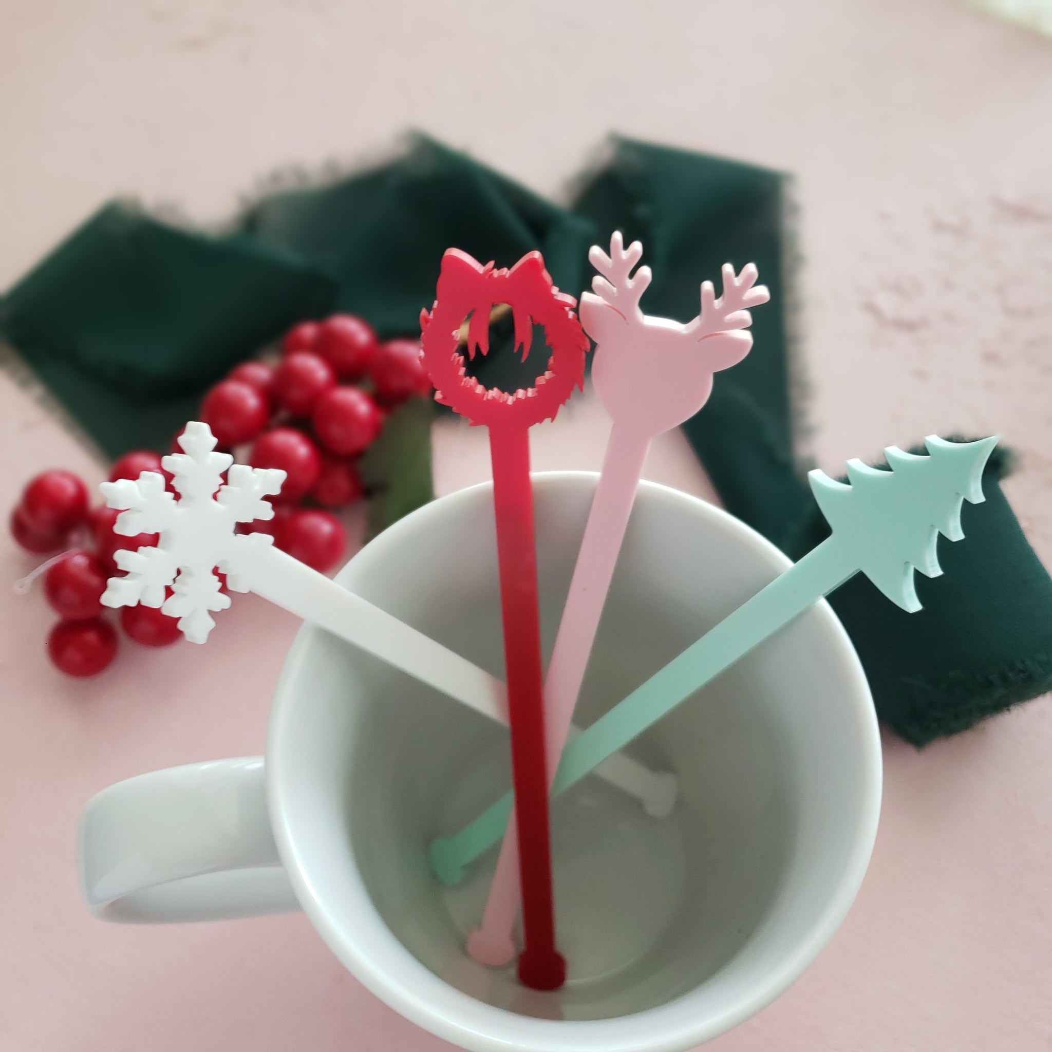 Pretty In Pink Drink Stirrers, Cocktail Stirrers