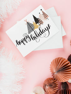 modern calligraphy happy holidays greeting card by fioribelle