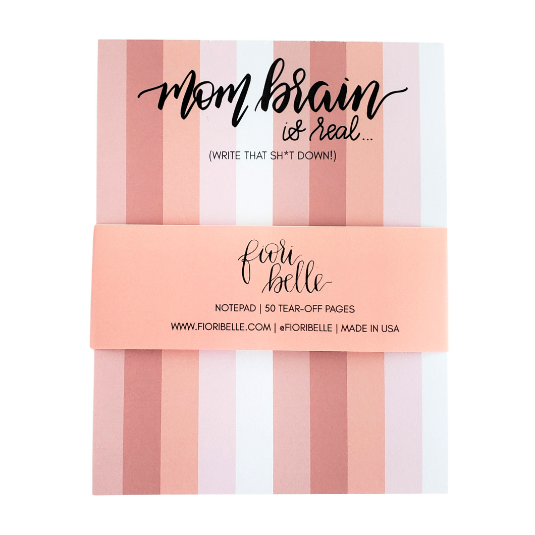 mom brain is real striped, small notepad by fioribelle