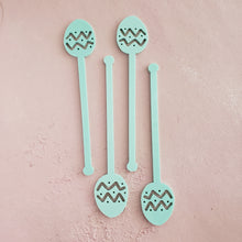 Load image into Gallery viewer, pastel green easter egg swizzle sticks for easter brunch and spring celebrations