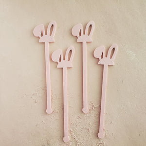 pastel pink bunny ear swizzle sticks for easter baskets and easter brunch