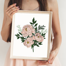 Load image into Gallery viewer, pink peonies bouquet floral wall art for home decor