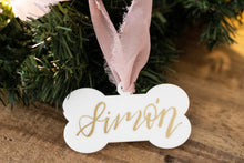 Load image into Gallery viewer, personalized dog bone christmas ornament by fioribelle