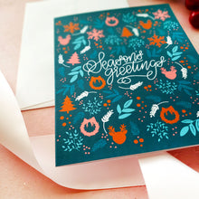 Load image into Gallery viewer, season&#39;s greetings illustrated modern christmas card by fioribelle