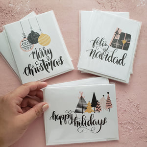 set of 6 assorted modern calligraphy christmas greeting cards by fioribelle