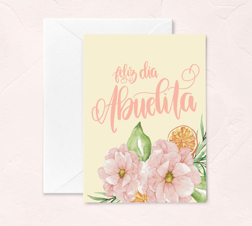 watercolor floral card for grandma in Spanish by Fioribelle