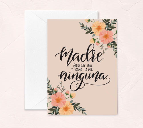 madre solo hay una mother's day card in spanish by Fioribelle