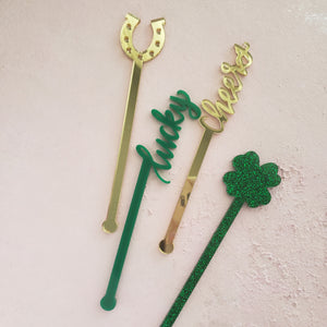 acrylic drink stirrers for st patricks day -set of 4