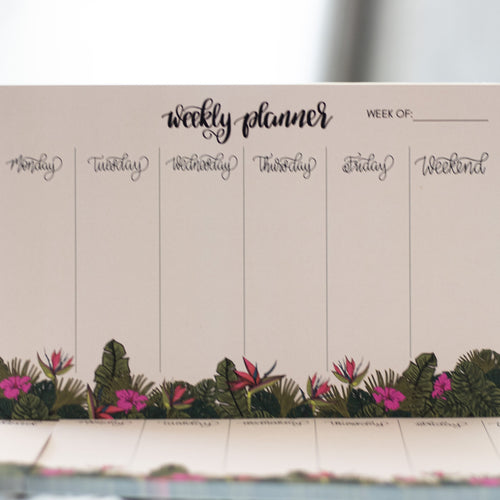 tropical leaves weekly desk planner notepad by fioribelle