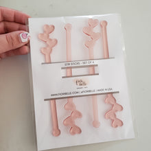 Load image into Gallery viewer, blush heart acrylic drink stirrers for valentine&#39;s day 