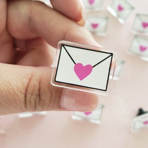love letter emoji acrylic pin