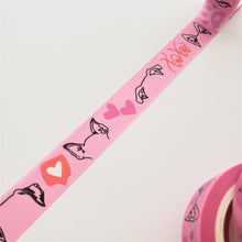 Load image into Gallery viewer, puppy illustrations on pink washi tape for valentines day