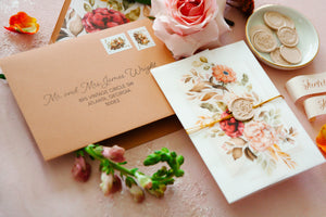 floral vellum wrap for fall wedding invitations