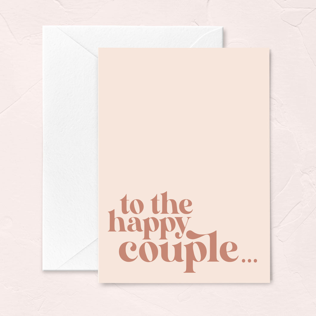 blush wedding greeting card with retro font - to the happy couple 