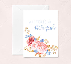 will you be my bridesmaid floral greeting card by fioribelle