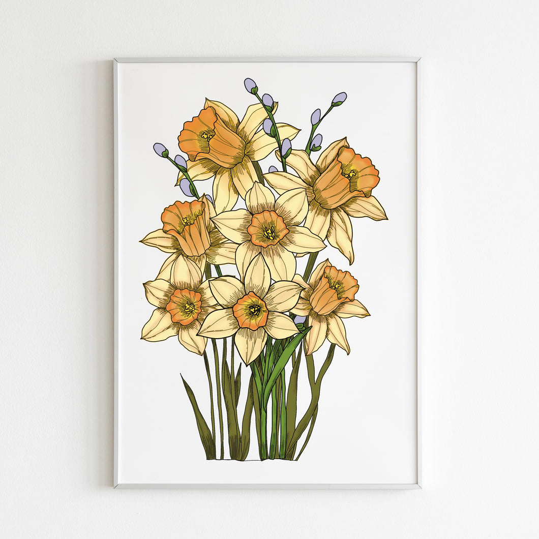yellow daffodil art print for home decor by fioribelle